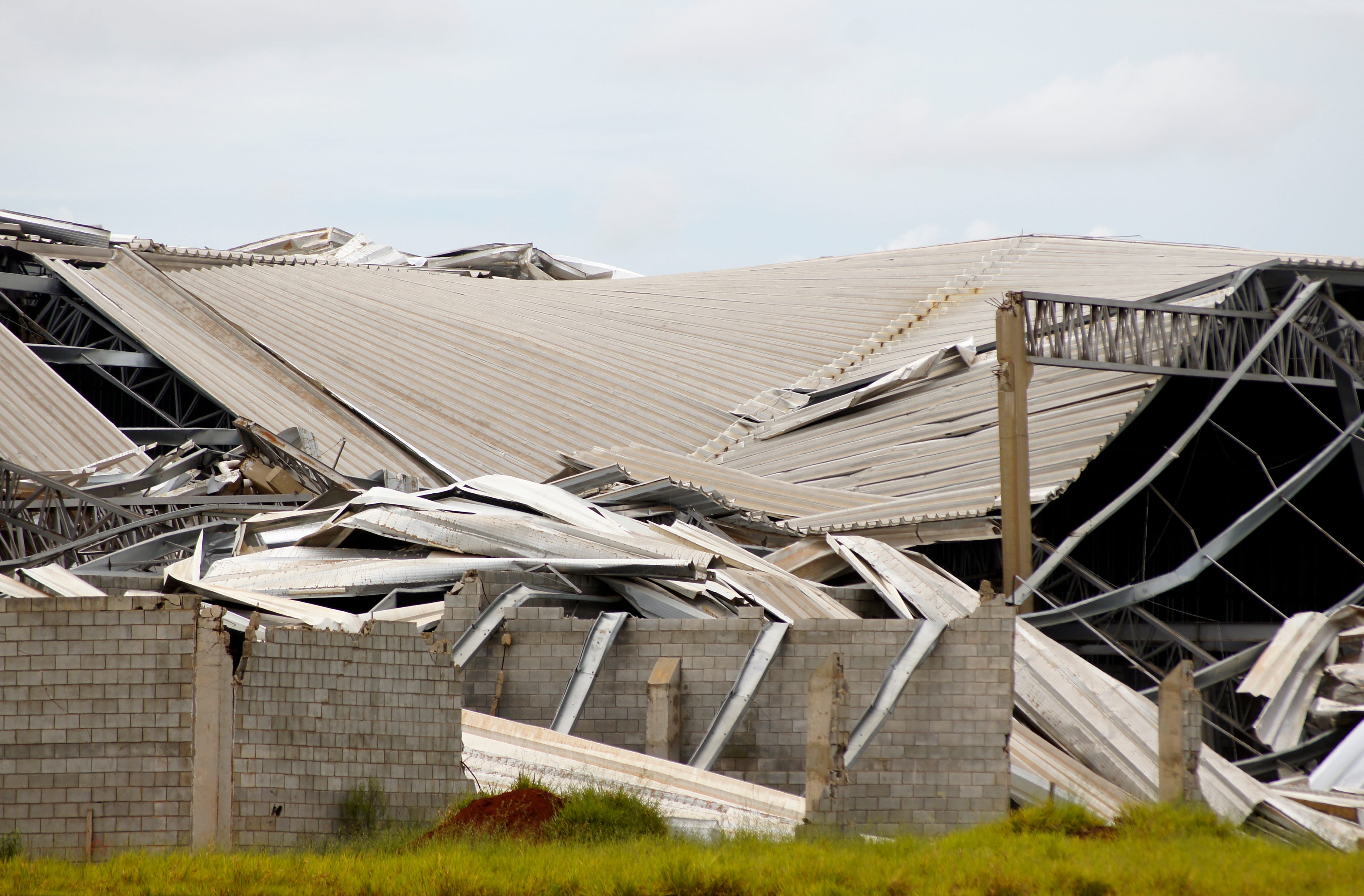metal,structure,destroyed,after,a,storm